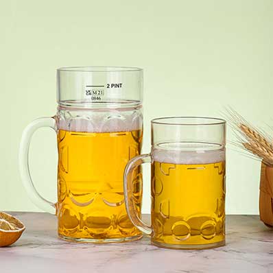 Wholesale reusable clear 150ml 550ml plastic beer mug with handle bulk