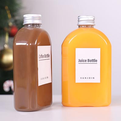 BPA free 500ml clear flat square plastic coffee bottles with custom label