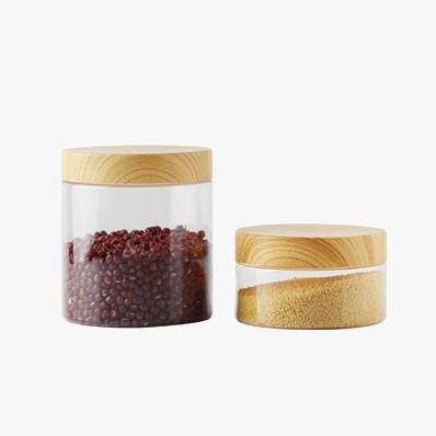 Free sample 500ml clear plastic cookie jars with bamboo lids wholesale