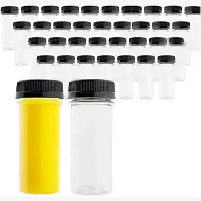 Custom size and shapes mini 100ml plastic energy shot bottles with tamper evident caps for beverage