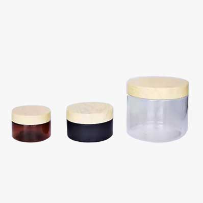 China supplier best clear 120ml plastic eyeshadow jars with bamboo lids for makeup 