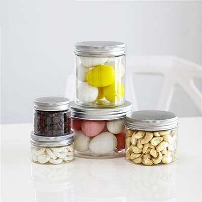 Custom printing clear 100ml plastic food jar with lid wholesale