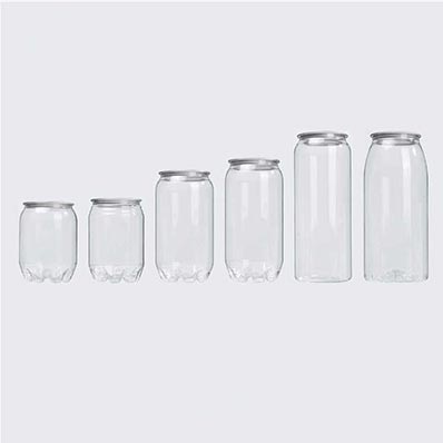 Wholesale clear round 500ml plastic juice can with aluminum lid