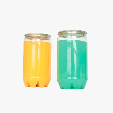 Wholesale clear round 500ml plastic juice can with aluminum lid