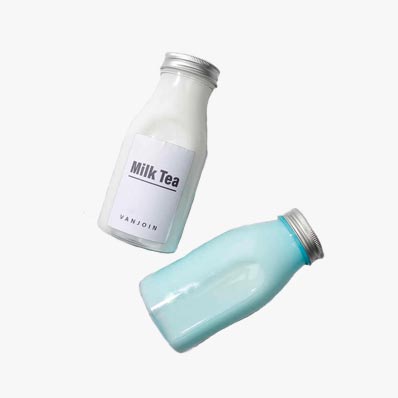 Wholesale wide mouth clear 200ml small plastic milk bottle with aluminum cap
