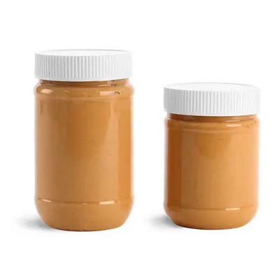 Wholesale wide mouth clear PET 8oz 16oz plastic peanut butter jars with lids