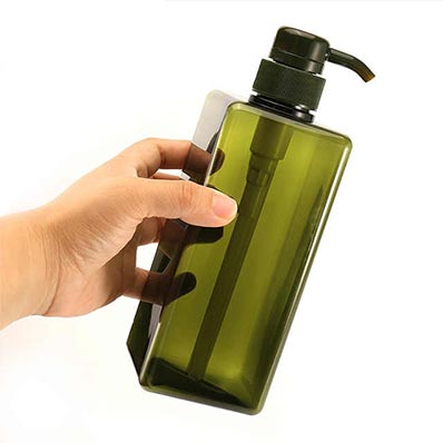 Empty colored square 16oz plastic pump dispenser bottle for shampoo and hair conditioner
