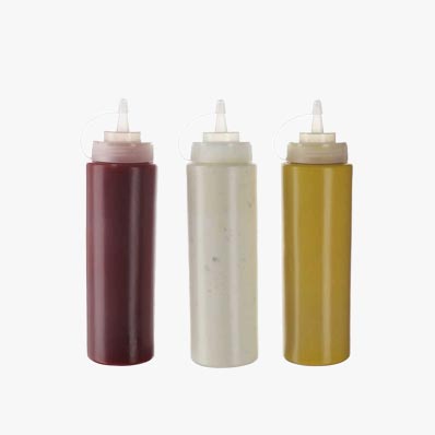 Food grade leakproof 16oz plastic sauce bottle with lid