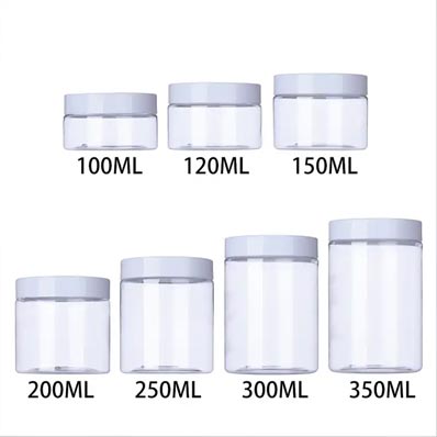 Wholesale clear 250ml plastic skincare jars with lids for cosmetic cream