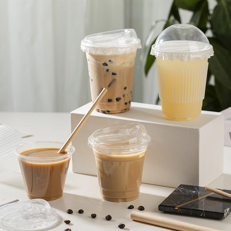 Wholesale disposable clear 16oz plastic smoothie cups with lids and straws bulk