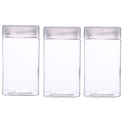 Food grade clear square 7oz plastic sweet jars with lids wholesale