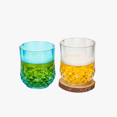 Wholesale clear water cup whiskey plastic tumbler Octagonal transpare anti-fall emulate glasses
