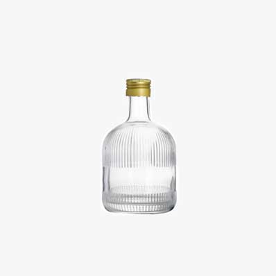 Custom label fancy crystal 380ml vertical stripe wine drink bottles ribbed origami wine bottles with
