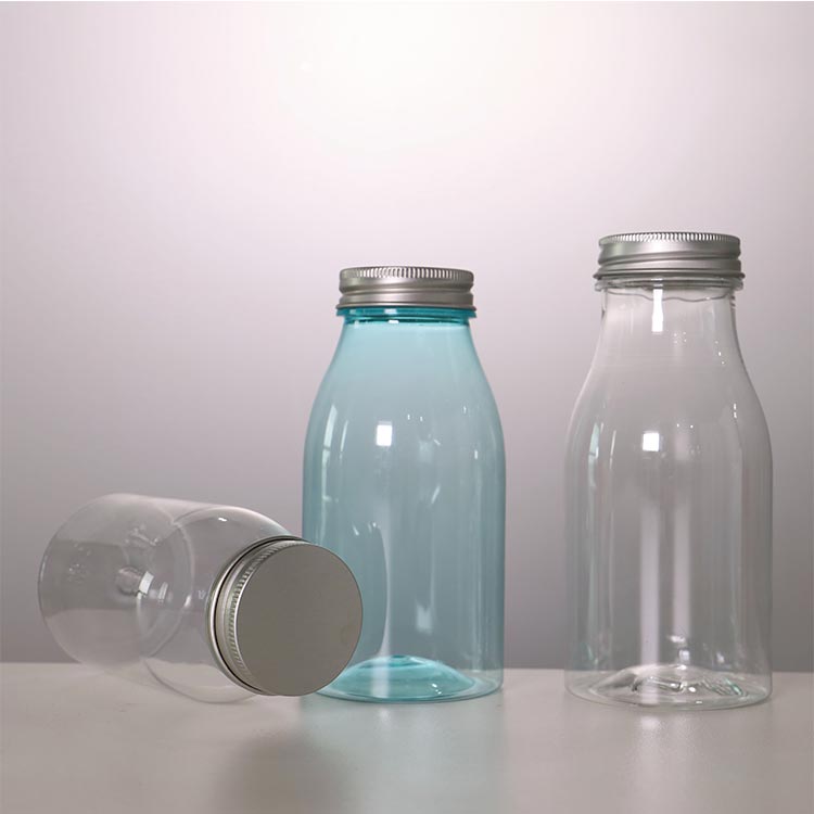 Bulk sale wide mouth clear 200ml small plastic milk bottle with aluminum cap