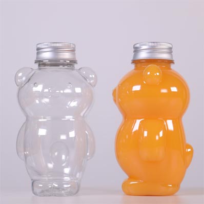 BPA free 350ml plastic teddy bear juice bottles with straw for China supplier