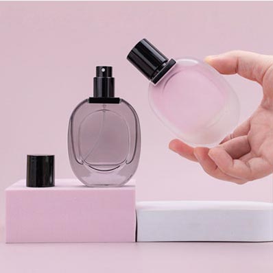 Hot selling small oval flat 30ml travel cosmetic bottle for perfume
