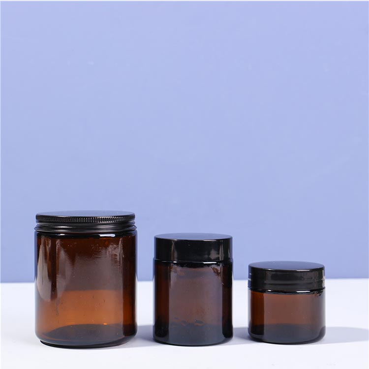 Factory direct custom label 100ml glass amber candle jar with lid