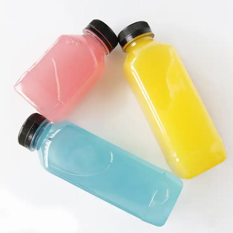 Disposable french square 16oz pet pcr bottles with chilproof caps