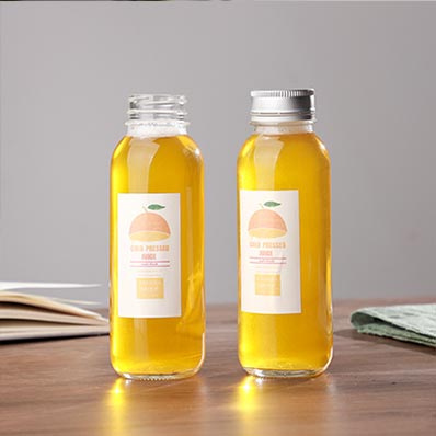 Wholesale supplier direct clear 300ml glass juice storage bottles with caps bulk