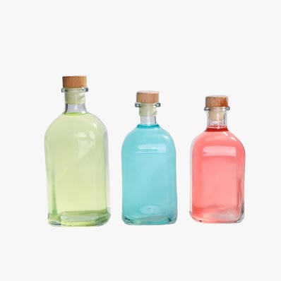 Wholesale 375ml square flint glass wine bottle with cork