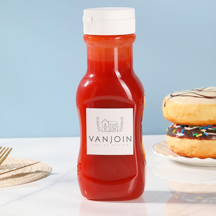 Bulk sale clear 380ml plastic ketchup squeeze bottle with flip top cap