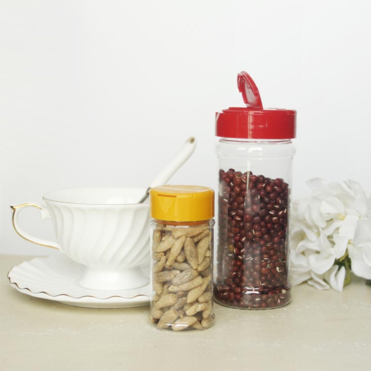 Bulk sale clear round 3oz plastic spice jars with lids and liner