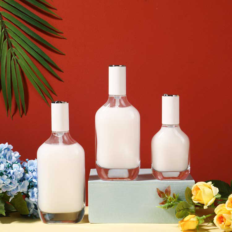 High quality heavy base clear 40ml cosmetic glass bottles wholesale