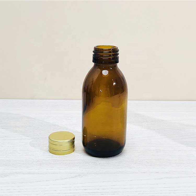 Pharmacy Bottles 125ml amber glass syrup bottles with ropp caps