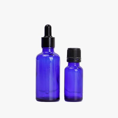 Boston roun 30ml 60ml cobalt blue glass essential oil bottle with dropper