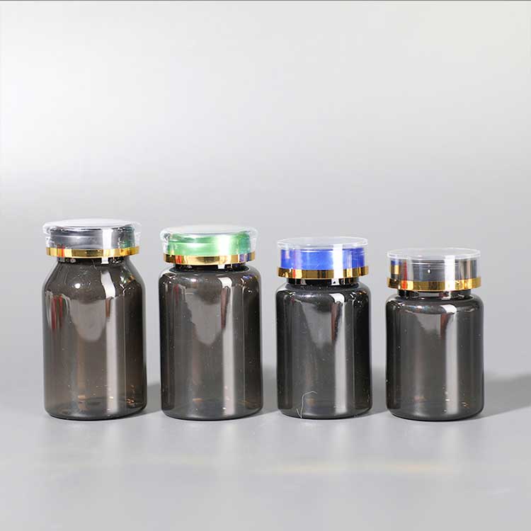 Wholesale empty 80ml brown plastic pill bottle with screw cap refillable tablet storage jar