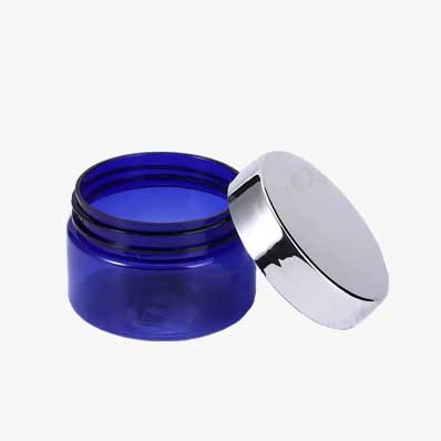 Wholesale PET 250ml cobalt blue plastic jar with screw lid for body lotions