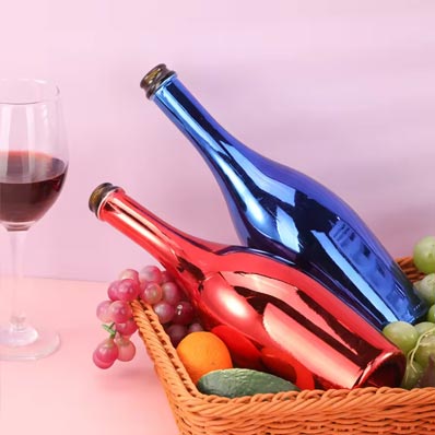 Wholesale empty 750ml colored glass wine bottles with corked lids