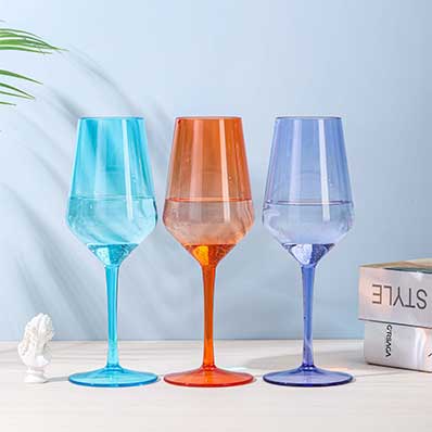 Colored plastic goblets stemmed drinking glasses reusable wine glasses set drinkware for party weddi