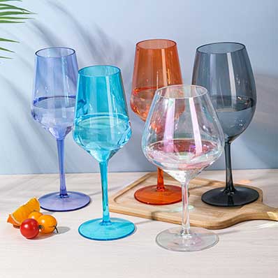 Colored plastic goblets stemmed drinking glasses reusable wine glasses set drinkware for party weddi