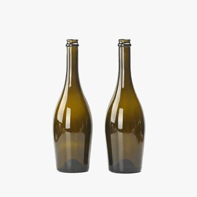 Unique design round 750ml glass dark green wine bottles with cork