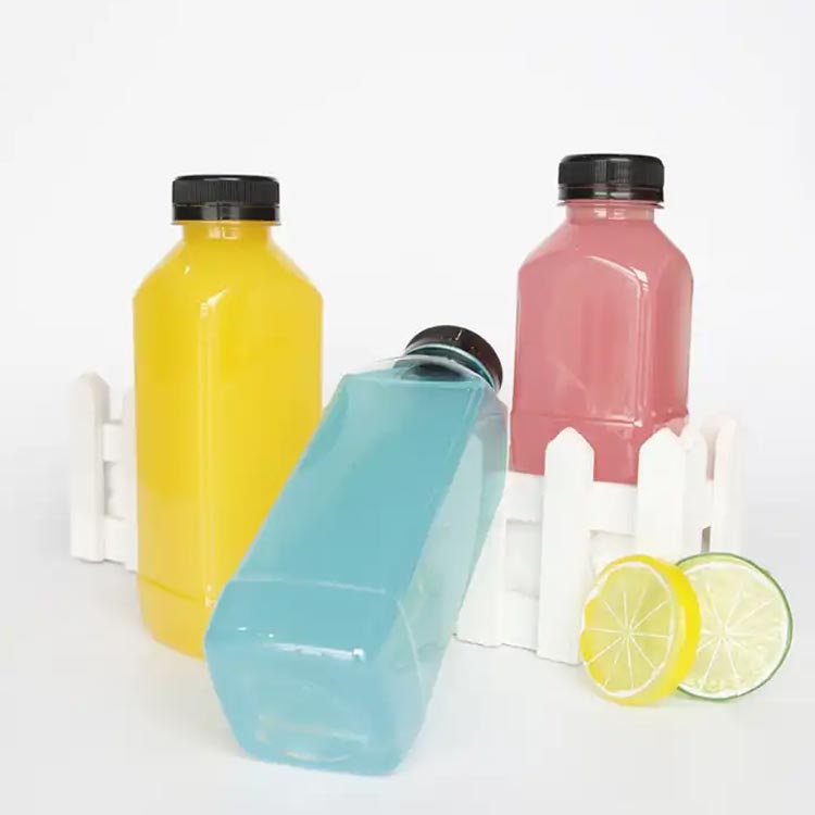 Disposable french square 16oz pet pcr bottles with chilproof caps