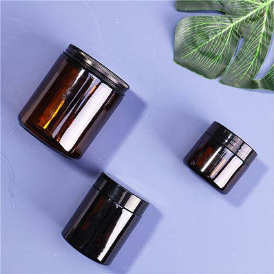 Factory direct custom label 100ml glass amber candle jar with lid