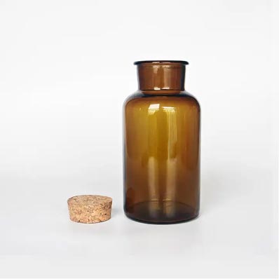 Wide mouth small 1oz amber glass apothecary jars with lids