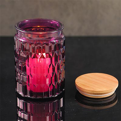 Custom color 16oz glass candle tumbler with lid