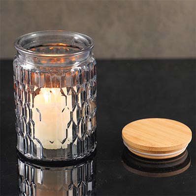 Custom color 16oz glass candle tumbler with lid