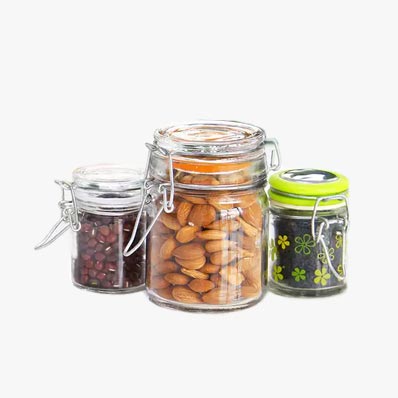 Wide mouth clear airtight 120ml glass clip jars with clamp lids wholesale