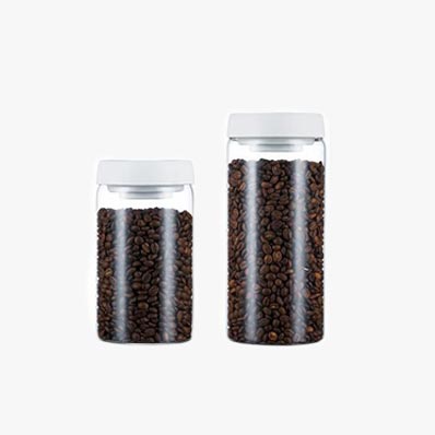 Wide mouth clear round 500ml airtight glass coffee jar with vacuum lid