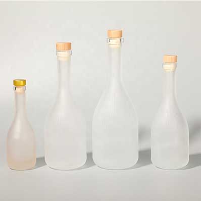 Long neck frosted 250ml glass cork wine bottles from bottles manufacturer