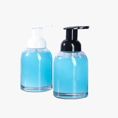 Free sample best 250ml glass foam soap bottle with black pump