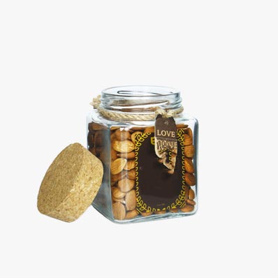 Free sample clear 8oz square glass jar with cork lid for kitchen