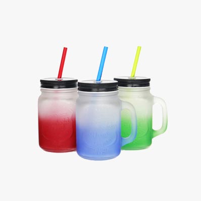 Food grade colored frosted 16oz glass mason jar cups bulk