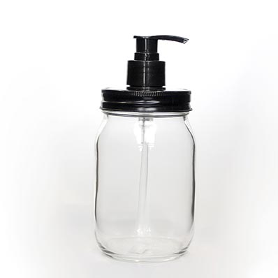 Best price clear 16oz glass mason soap jar with soap dispenser