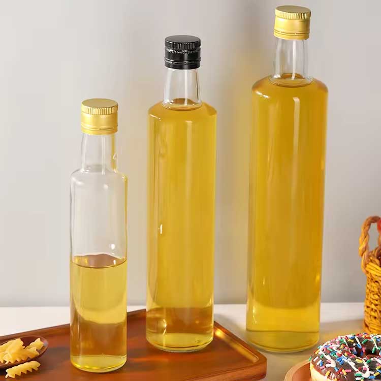 Wholesale clear 250/500/750ml glass oil and vinegar cruet bottle with pourer and funnel for kitchen