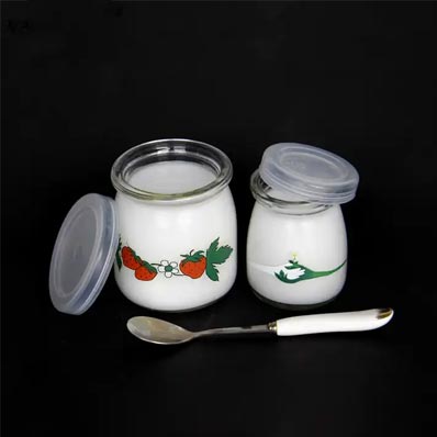 Wholesale clear small 100ml/150ml/200ml glass pudding jars with lids for Yogurt mixing