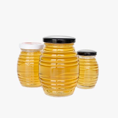 Food grade 16oz glass queenline honey jars with lids from jar supplier